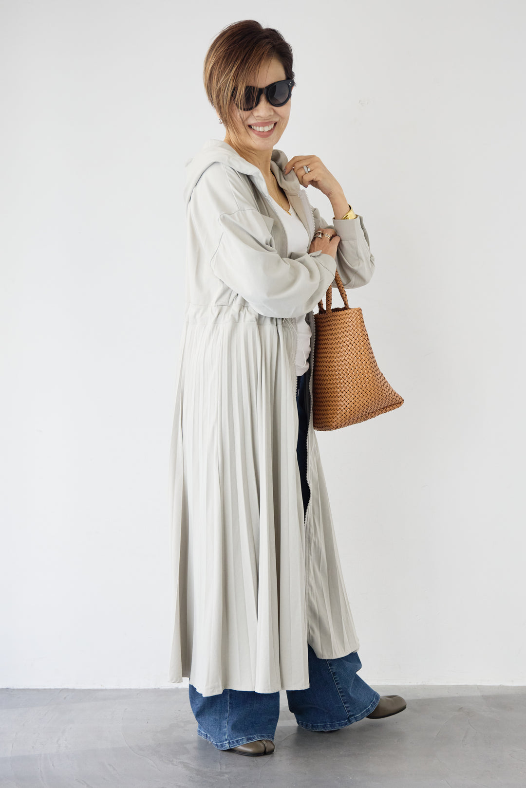 2WAYフーディー プリーツコートワンピース