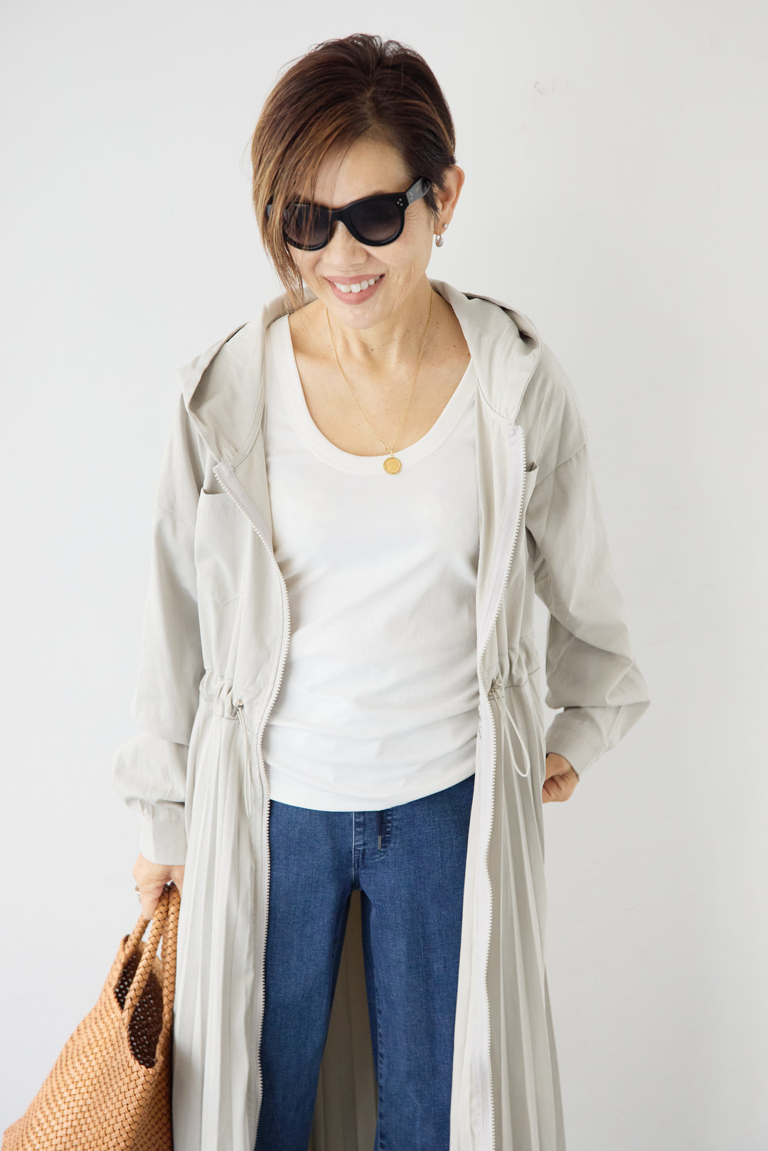 2WAYフーディー プリーツコートワンピース