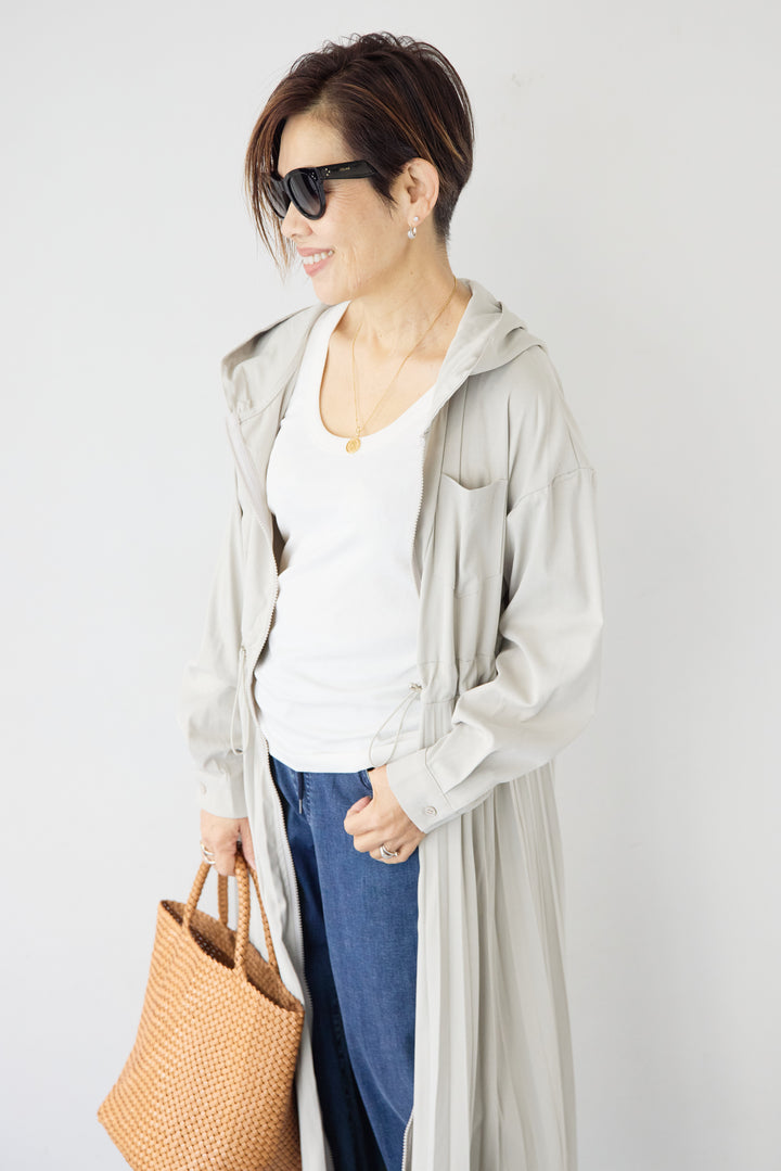 2WAYフーディー プリーツコートワンピース