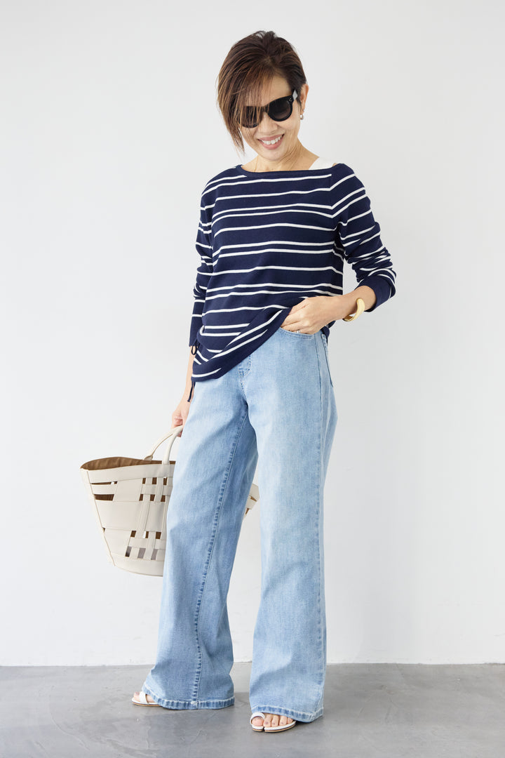 ウエストリブデニムパンツ