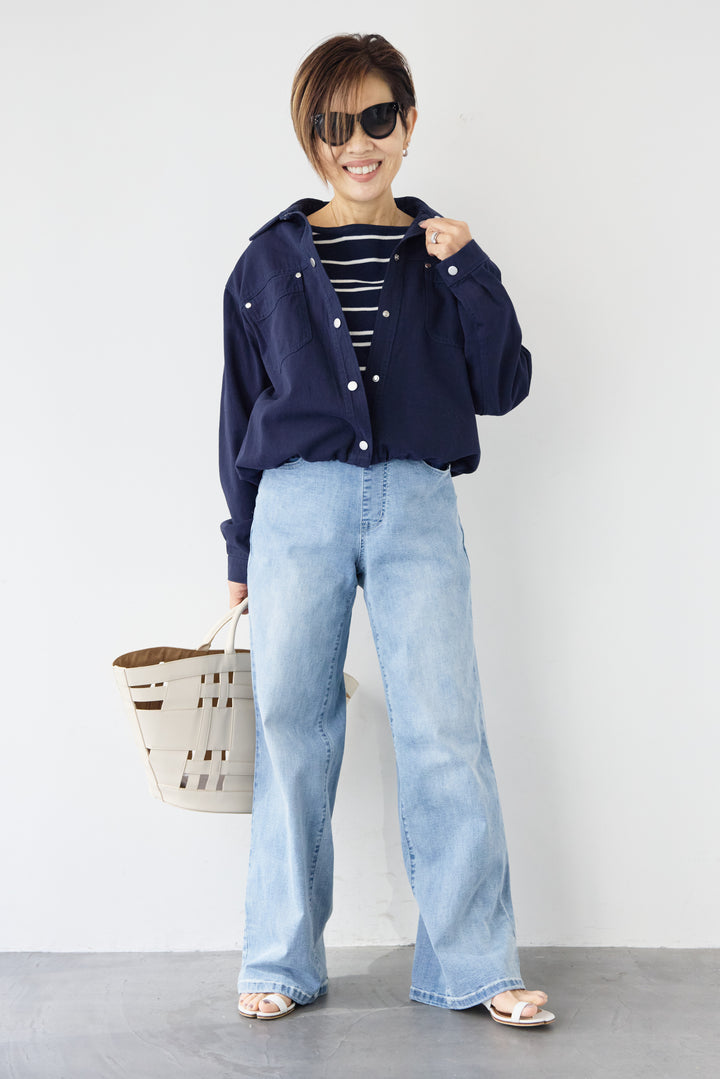 ウエストリブデニムパンツ