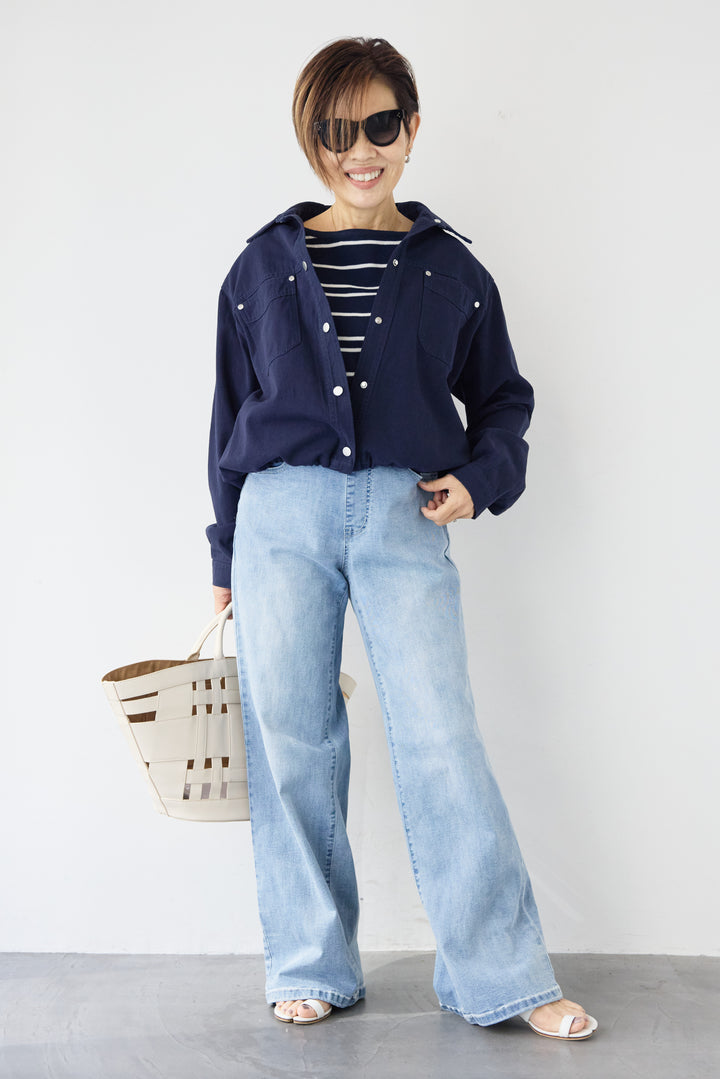 ウエストリブデニムパンツ