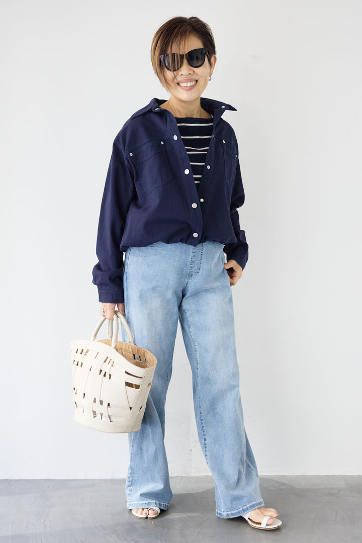 ウエストリブデニムパンツ