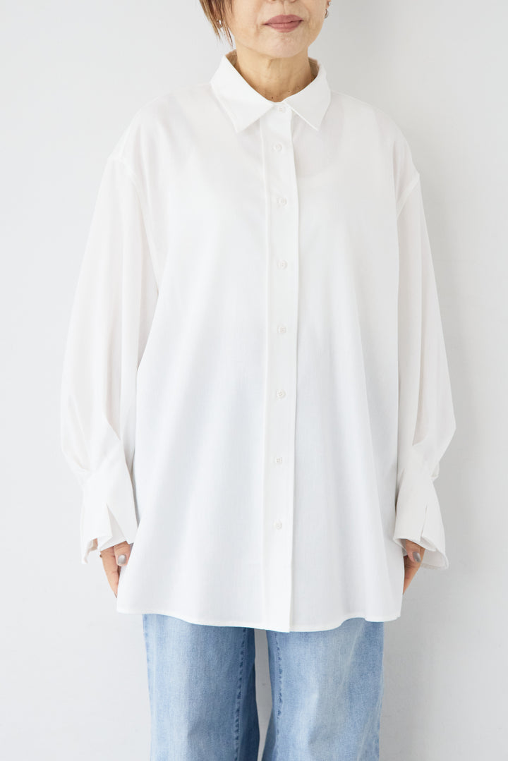 [SET]袖タック チュニックシャツ+シアーライン配色パンツ(2set)