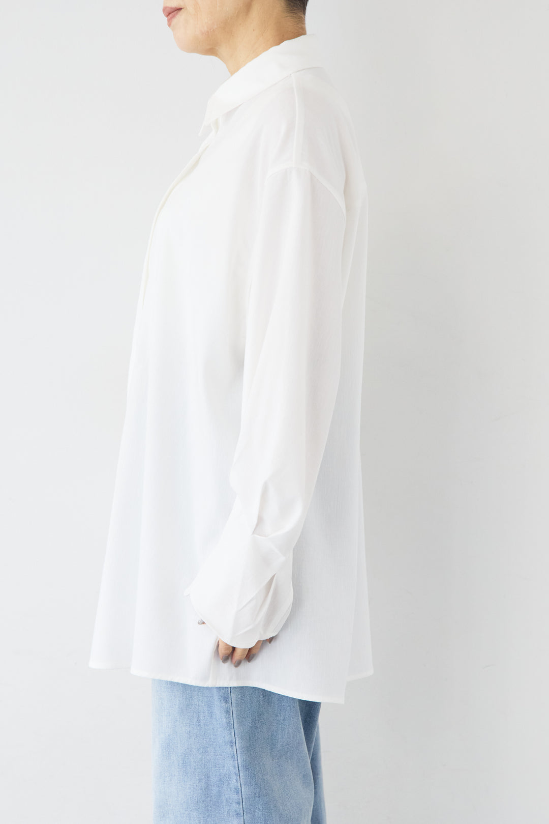 [SET]袖タック チュニックシャツ+シアーライン配色パンツ(2set)