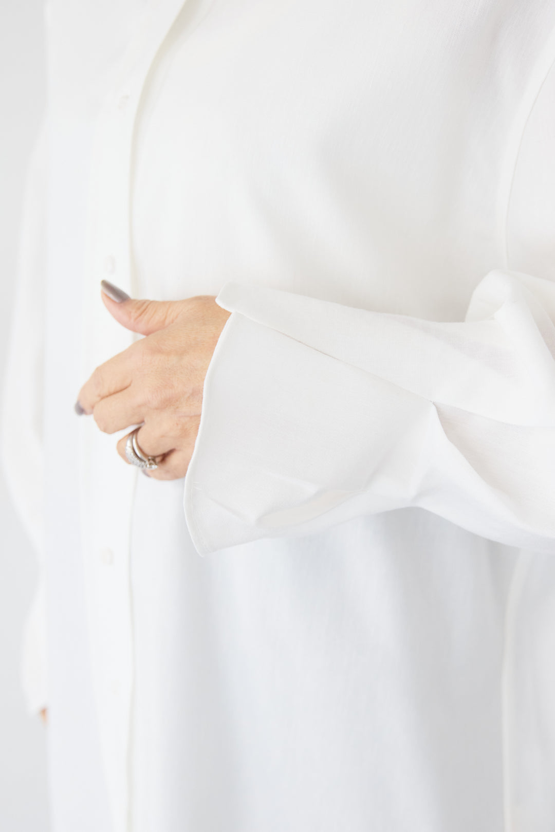 [SET]袖タック チュニックシャツ+シアーライン配色パンツ(2set)