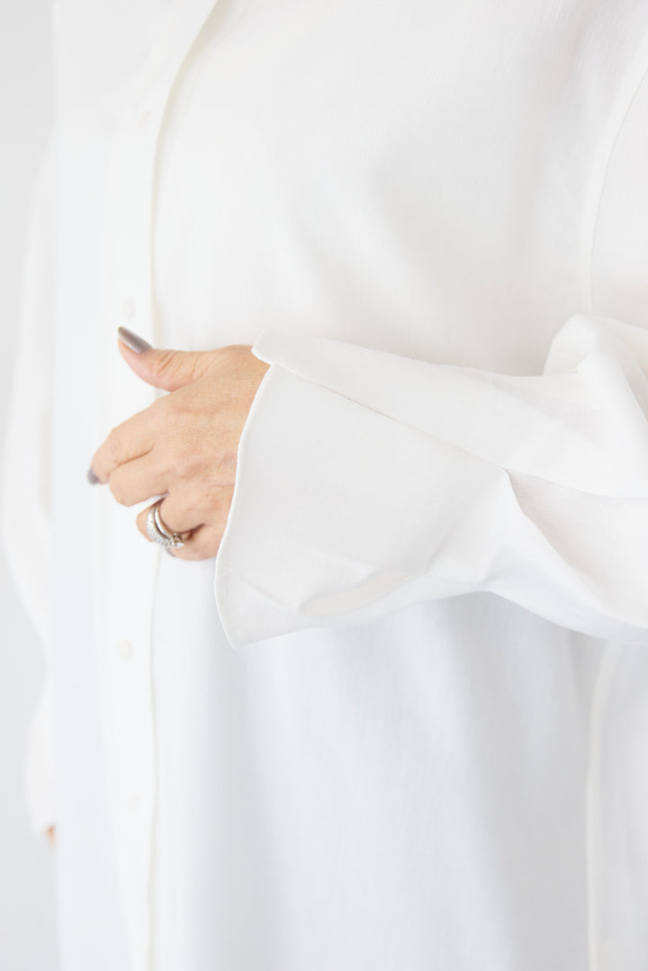 [SET]袖タック チュニックシャツ+シアーライン配色パンツ(2set)