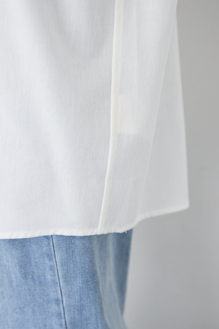 [SET]袖タック チュニックシャツ+シアーライン配色パンツ(2set)