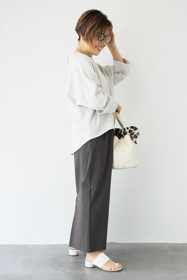 [SET]バックジップ裏毛ラメプルオーバー+トリコットリブ ウエストギャザースカート(2set)