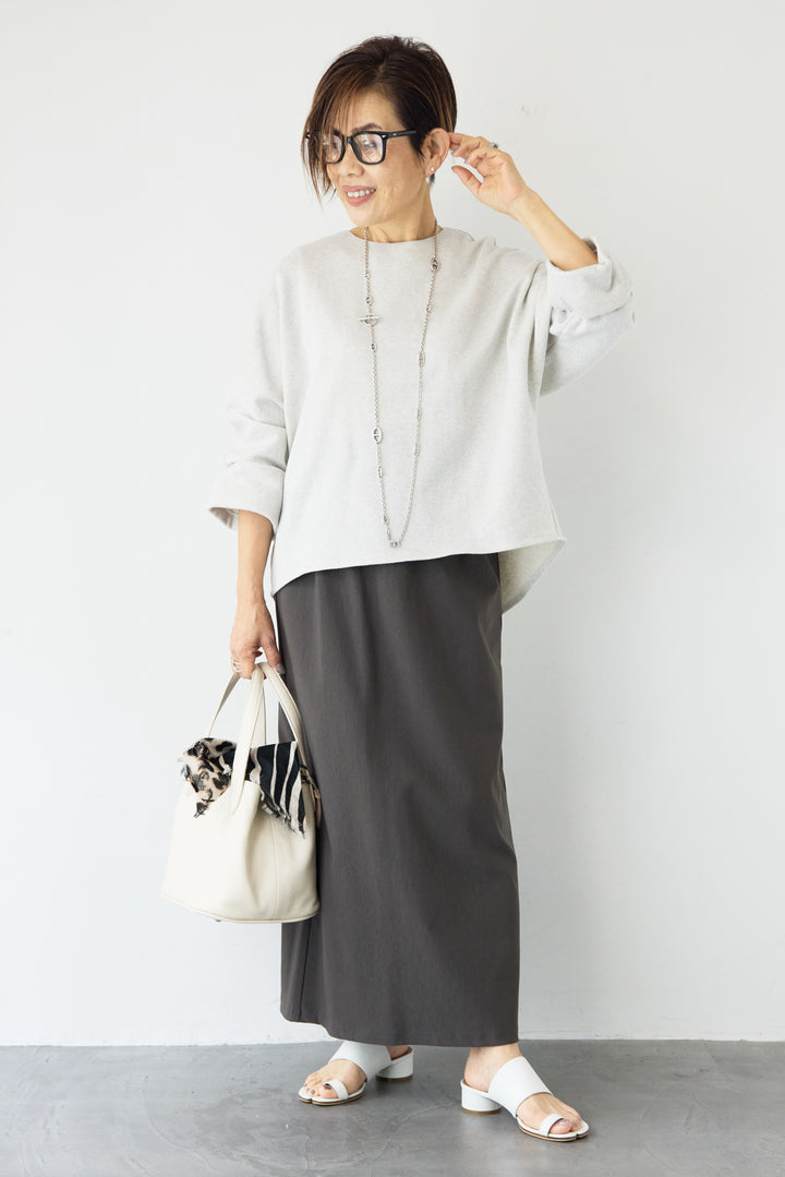 [SET]バックジップ裏毛ラメプルオーバー+トリコットリブ ウエストギャザースカート(2set)