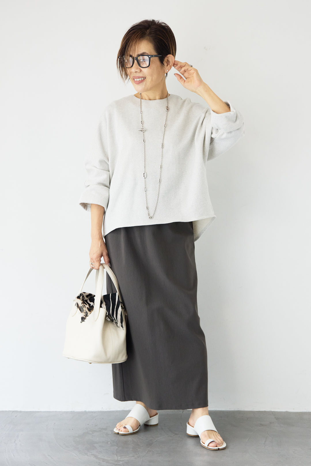 [SET]バックジップ裏毛ラメプルオーバー+トリコットリブ ウエストギャザースカート(2set)