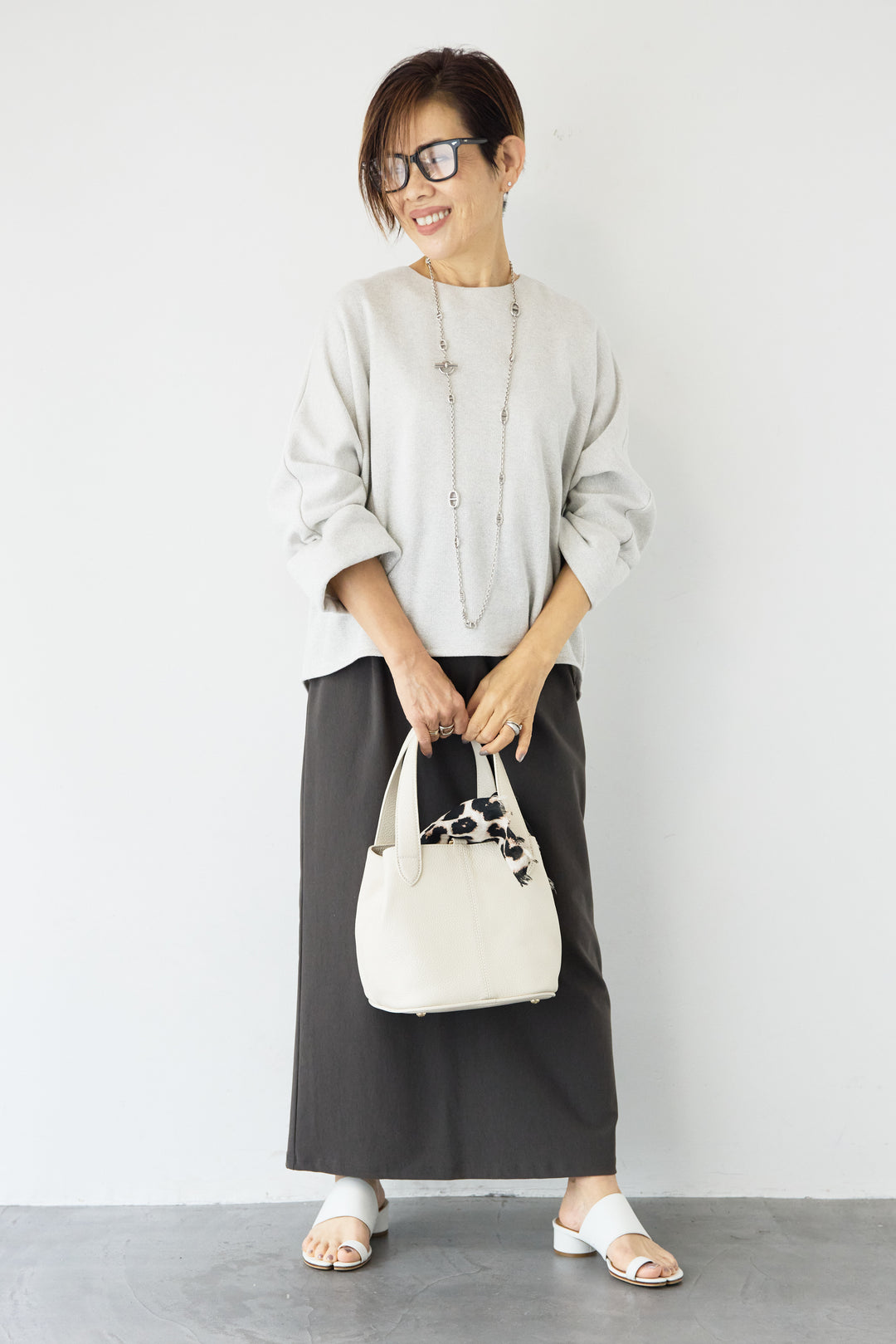 トリコットリブ ウエストギャザースカート