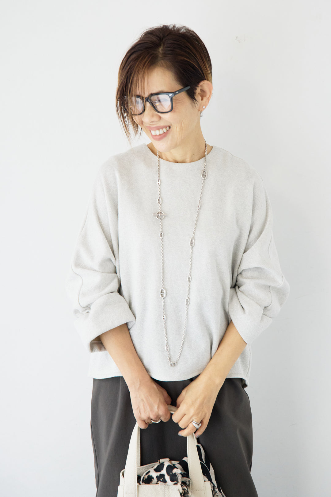 [SET]バックジップ裏毛ラメプルオーバー+トリコットリブ ウエストギャザースカート(2set)