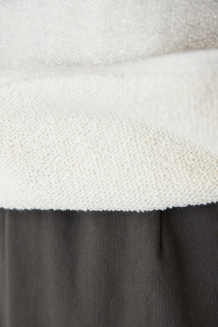 [SET]バックジップ裏毛ラメプルオーバー+トリコットリブ ウエストギャザースカート(2set)