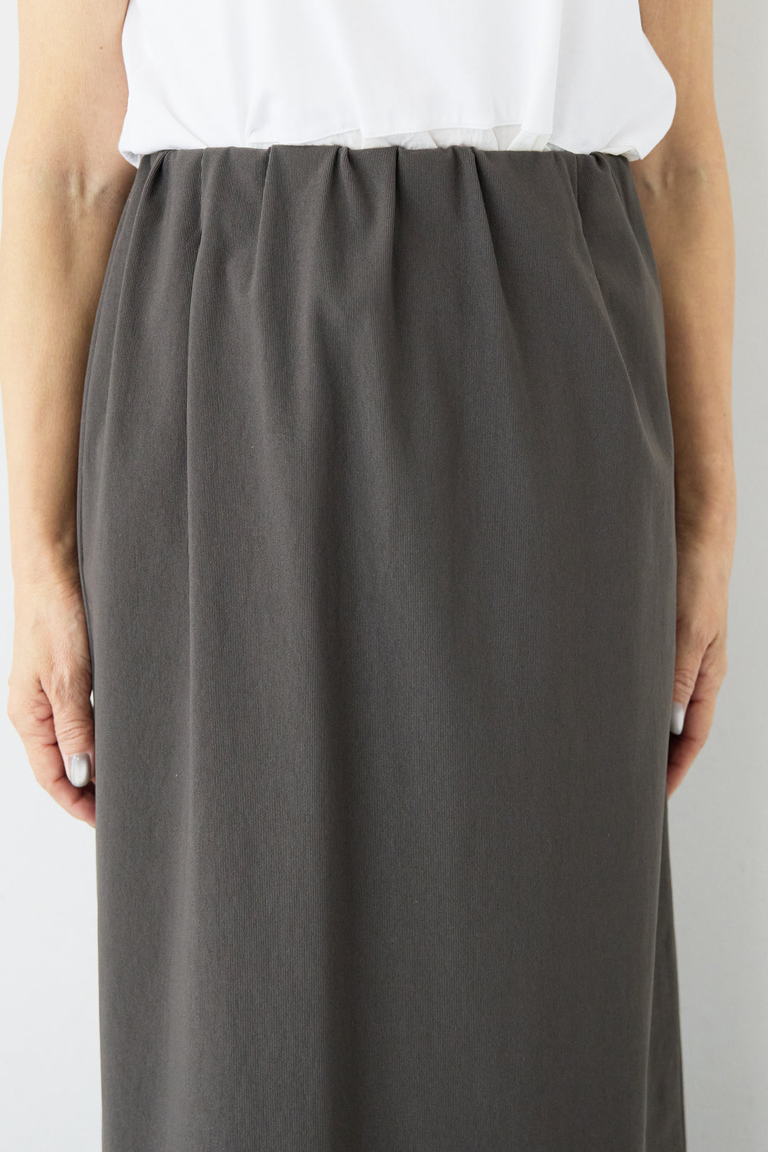 [SET]バックジップ裏毛ラメプルオーバー+トリコットリブ ウエストギャザースカート(2set)