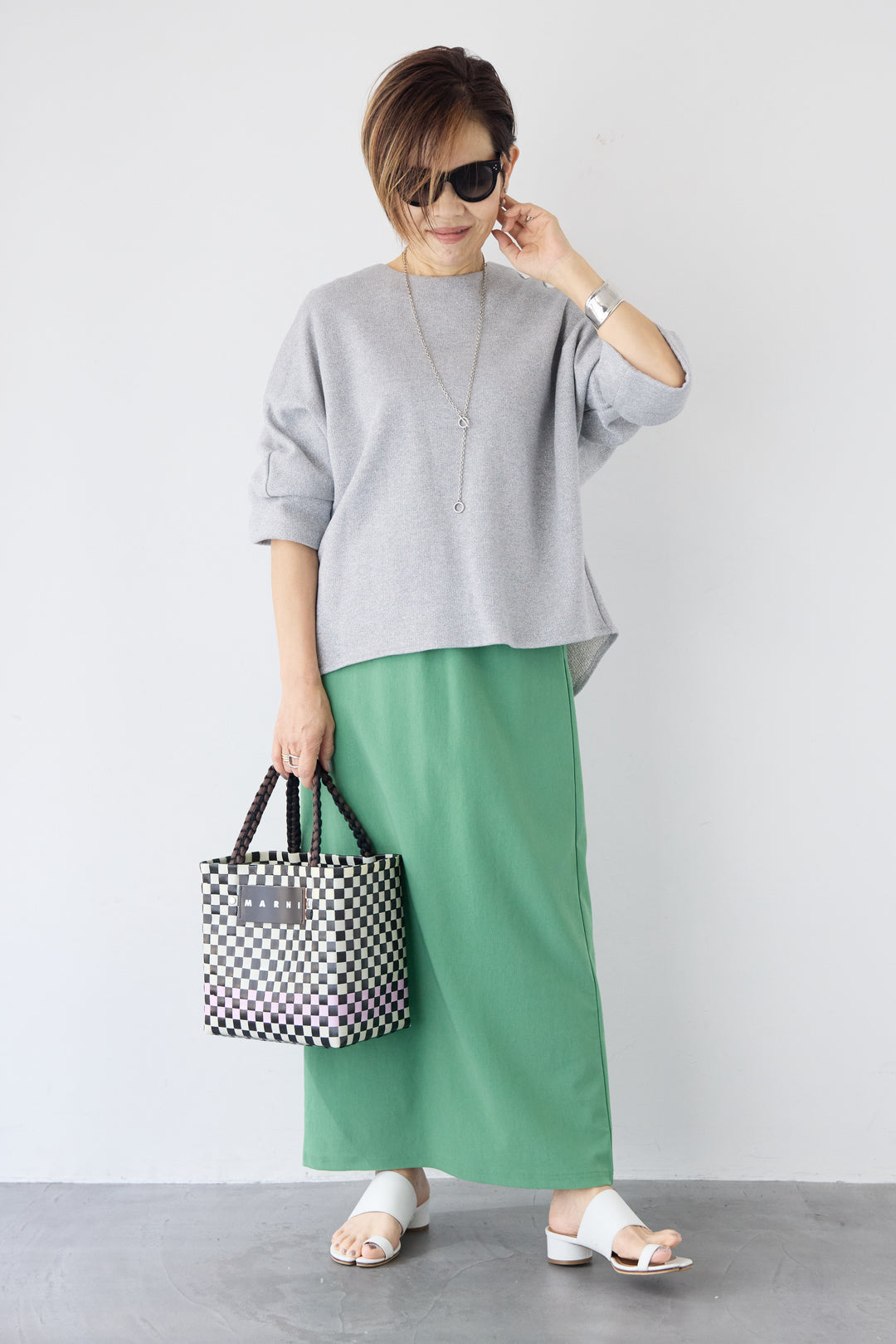 トリコットリブ ウエストギャザースカート