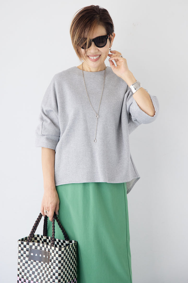 バックジップ裏毛ラメプルオーバー