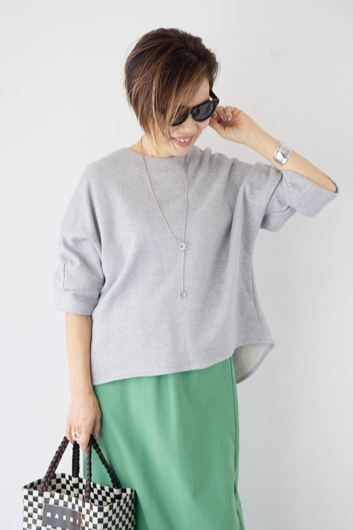 バックジップ裏毛ラメプルオーバー