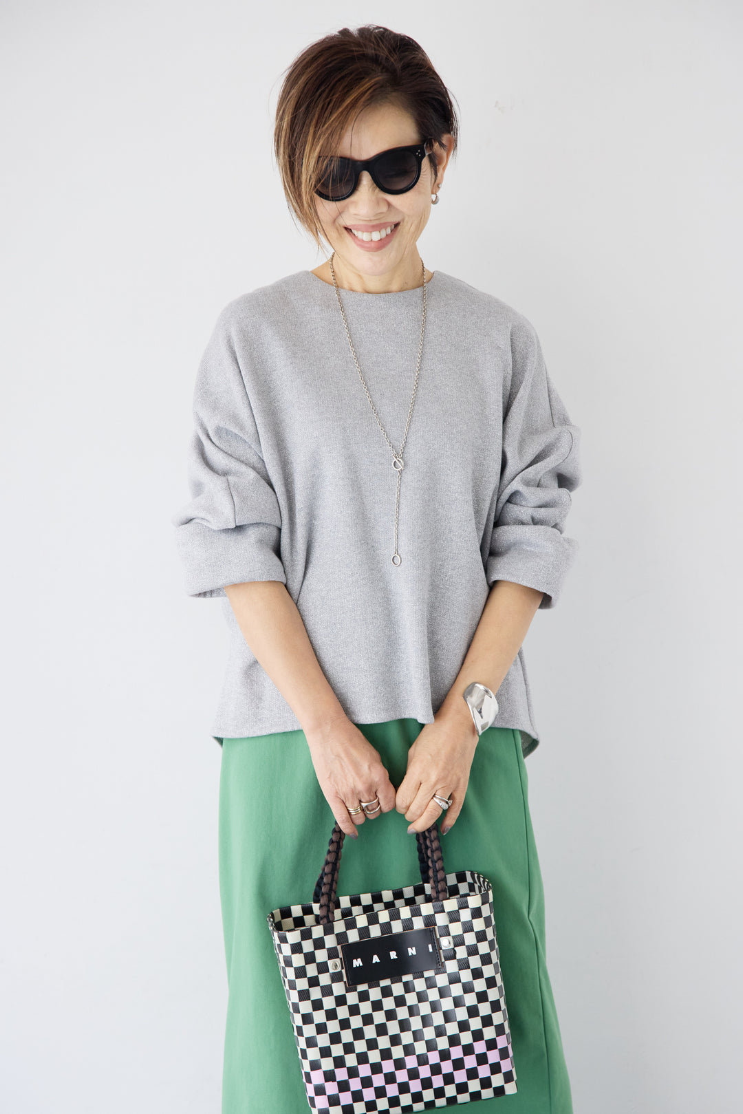 [SET]バックジップ裏毛ラメプルオーバー+トリコットリブ ウエストギャザースカート(2set)