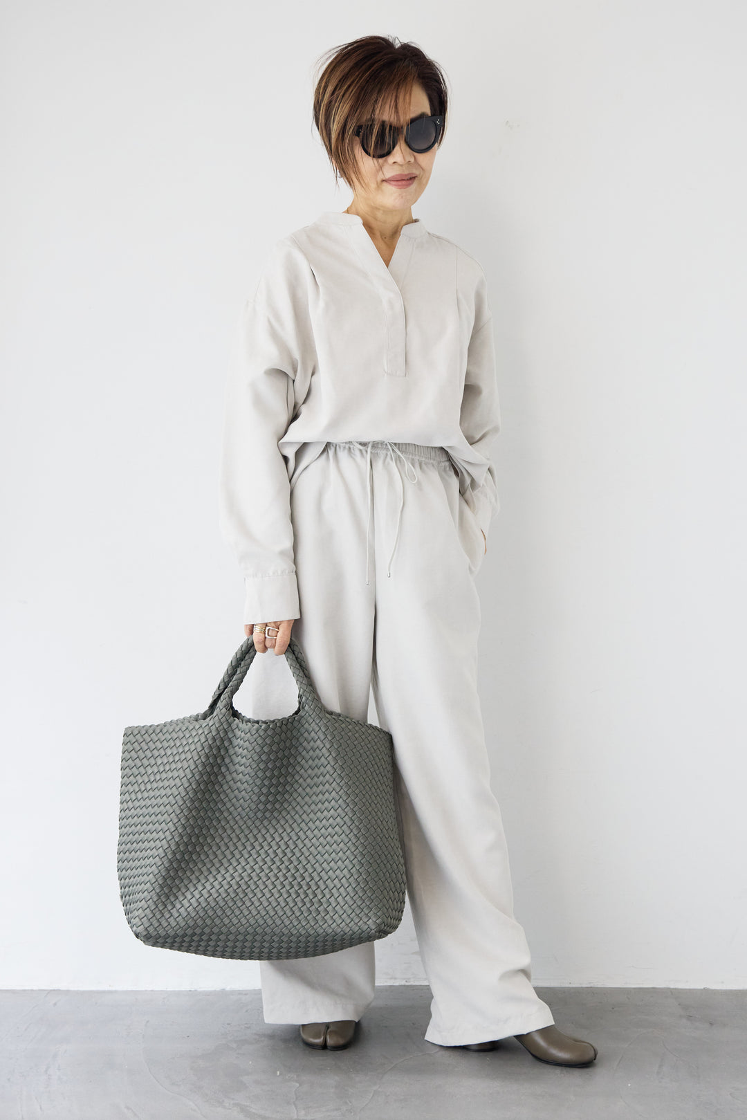 スキッパーブラウス+パンツ セットアップ