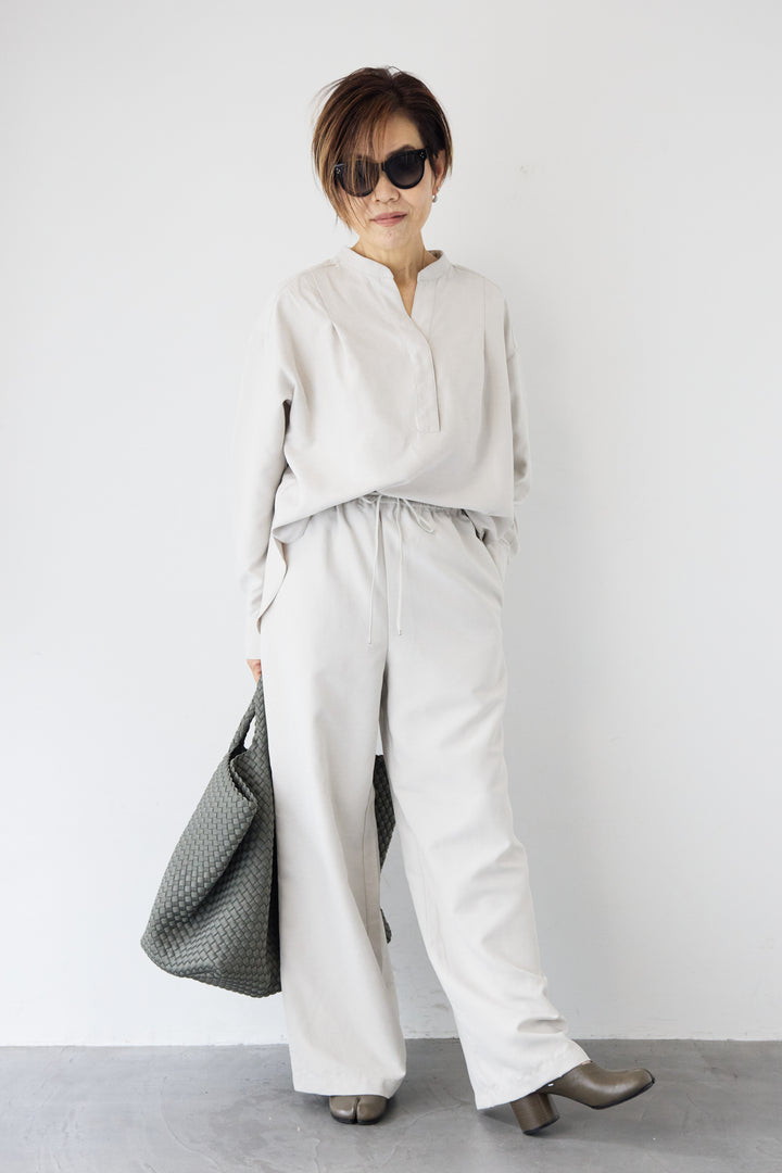 スキッパーブラウス+パンツ セットアップ