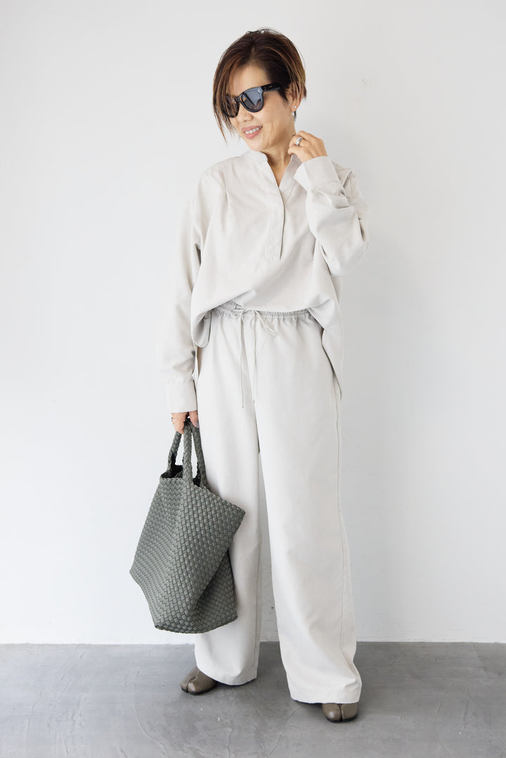 スキッパーブラウス+パンツ セットアップ