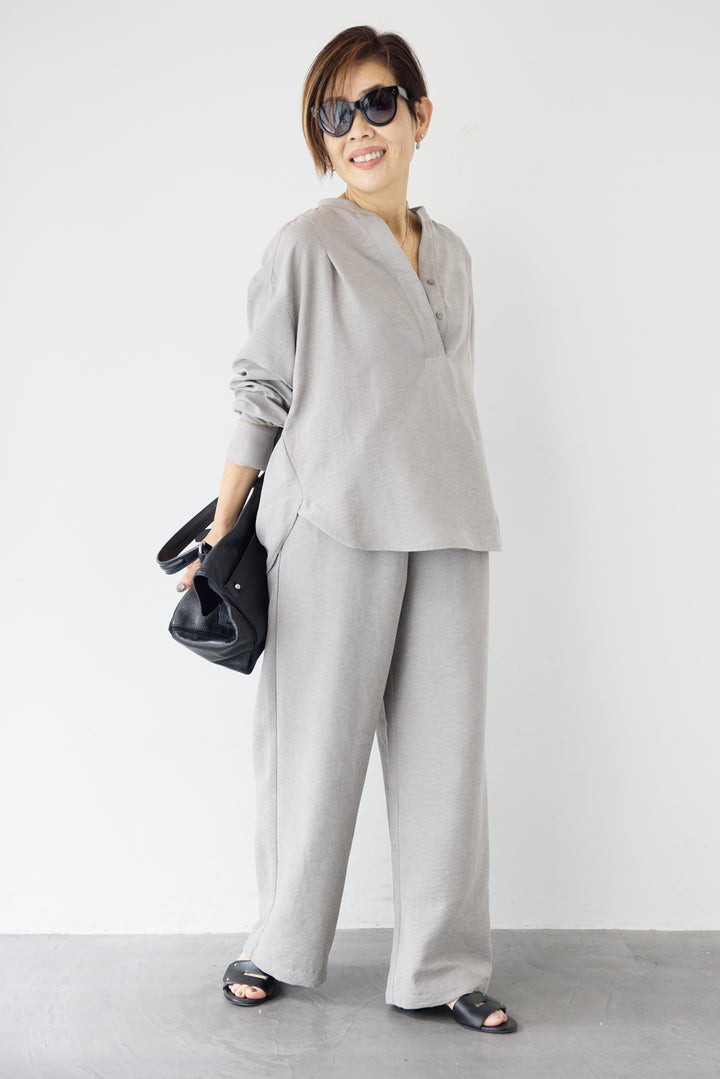 スキッパーブラウス+パンツ セットアップ