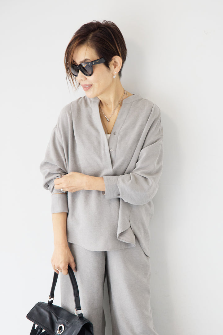 スキッパーブラウス+パンツ セットアップ