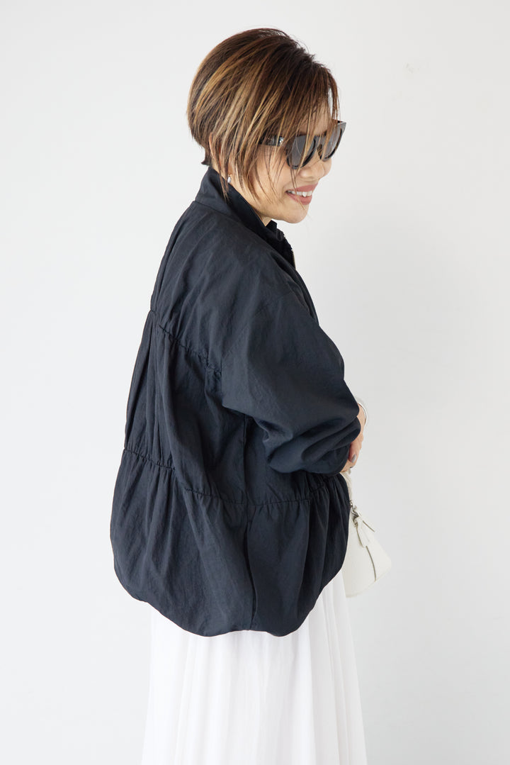 [SET]【撥水加工】シャーリングZIPブルゾン+コットンボイルフレアロングスカート(2set)