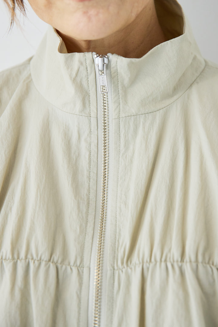 [SET]【撥水加工】シャーリングZIPブルゾン+コットンボイルフレアロングスカート(2set)