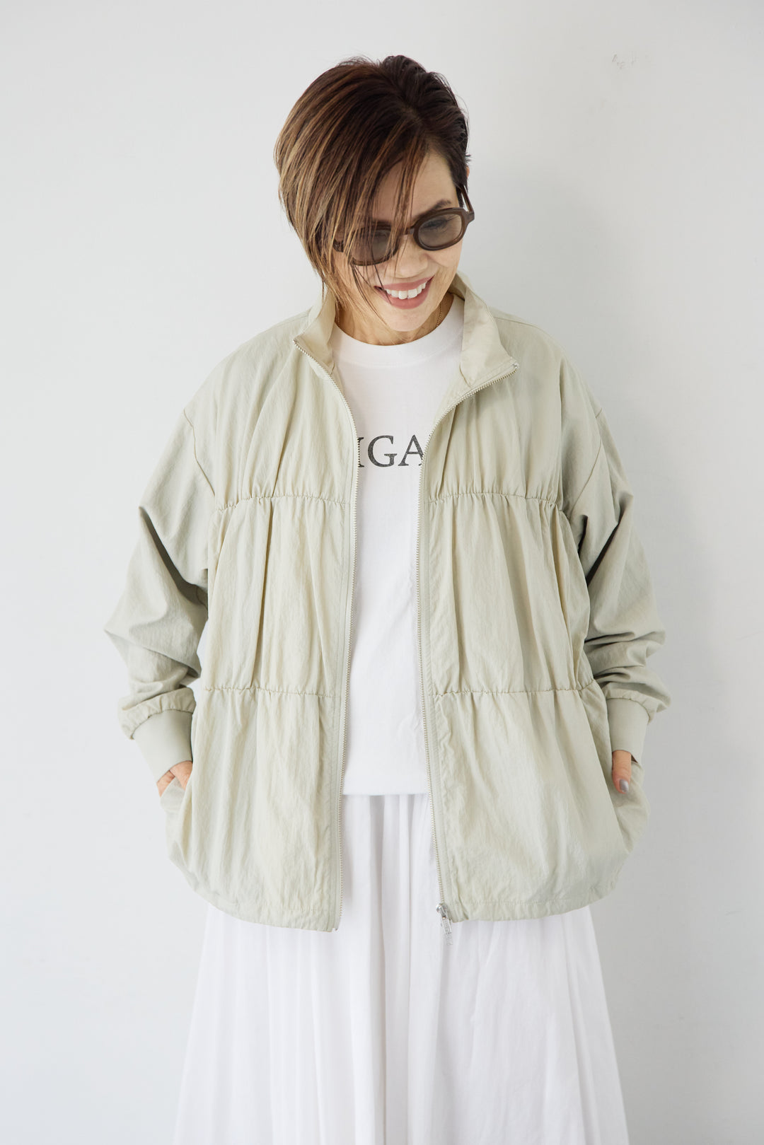 【撥水加工】シャーリングZIPブルゾン