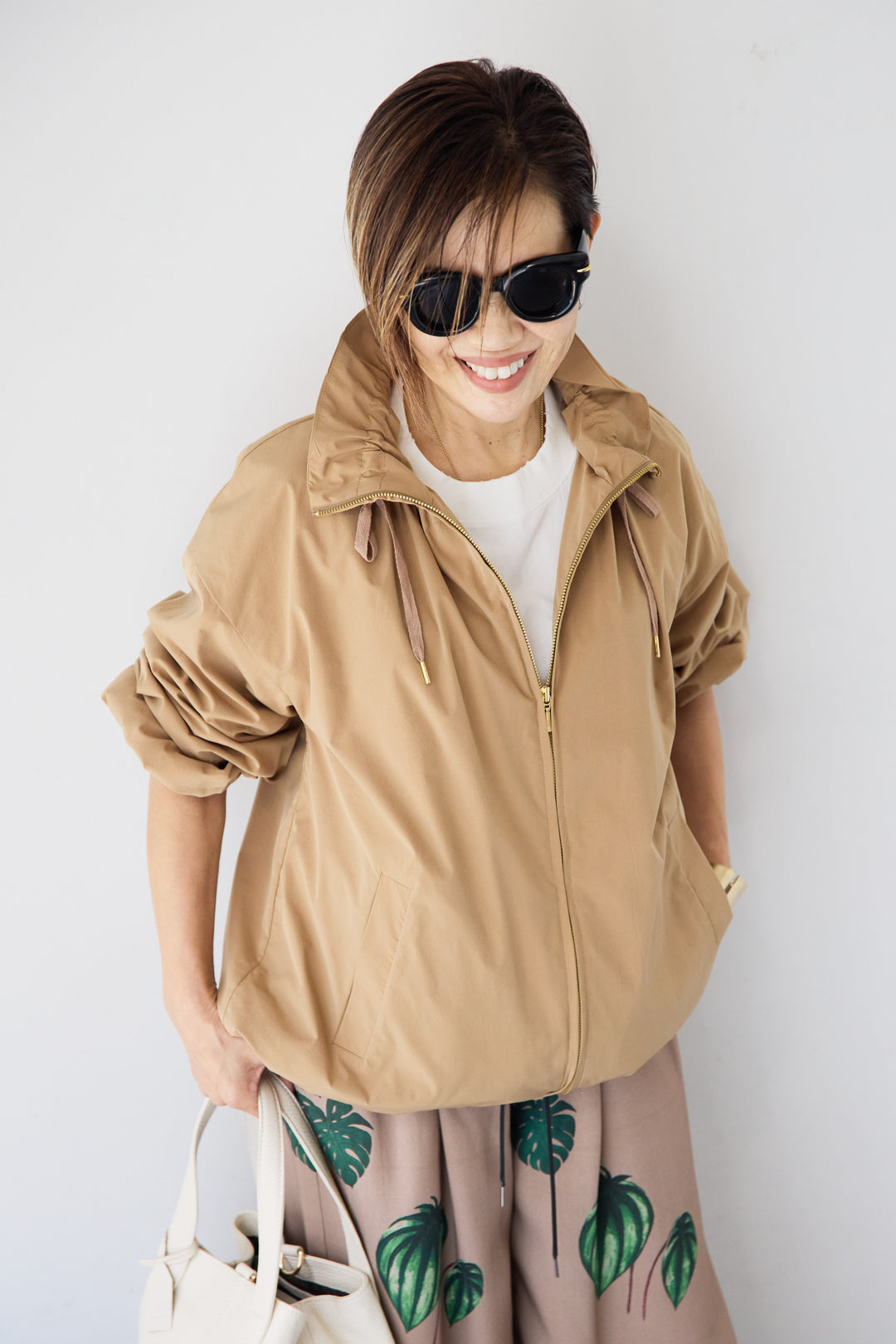 ギャザーネックライトブルゾン