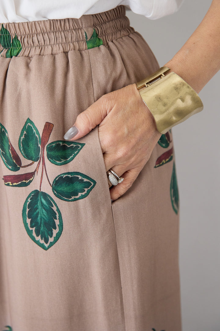 [SET]ギャザーネックライトブルゾン+ボタニカルリーフ イージーワイドパンツ(2set)