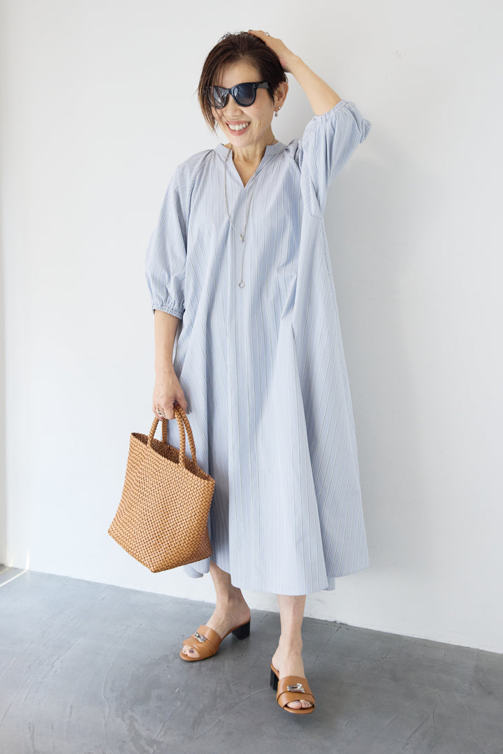 スキッパーストライプワンピース