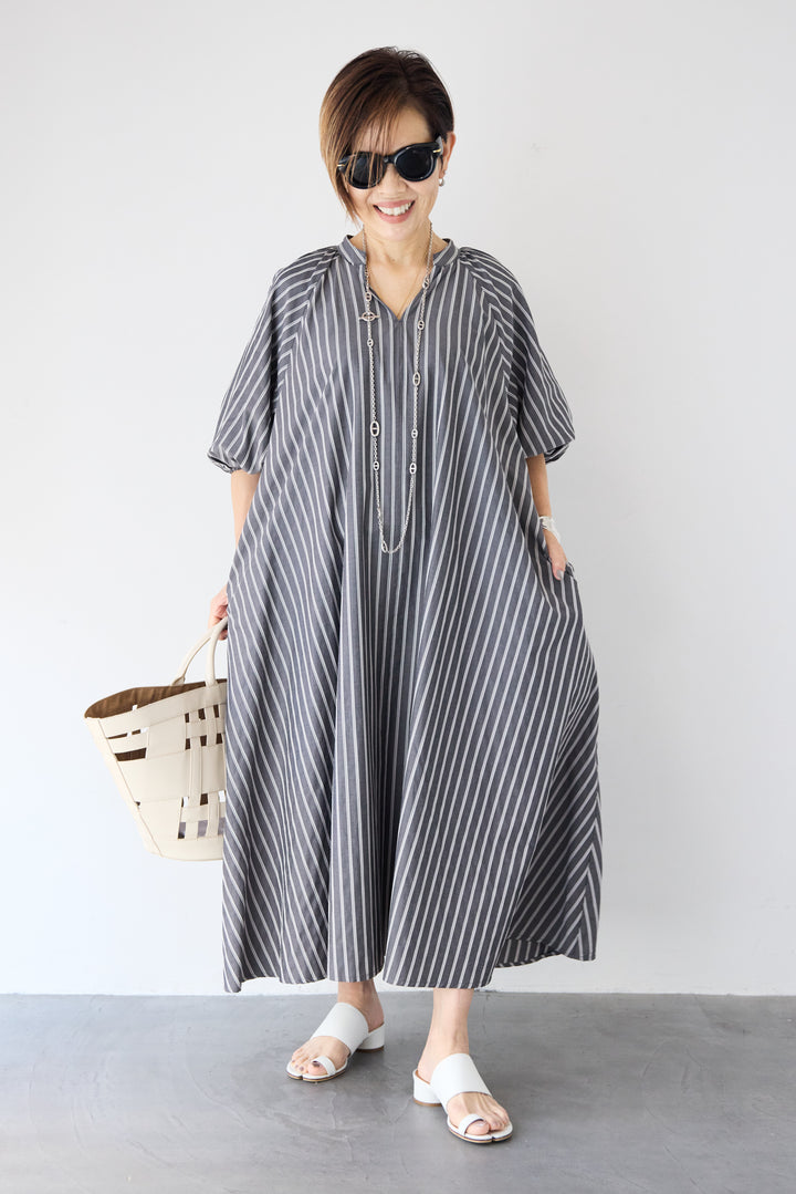 スキッパーストライプワンピース