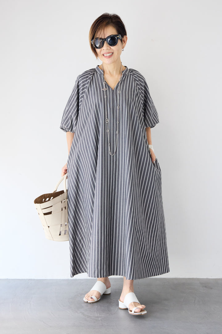 スキッパーストライプワンピース