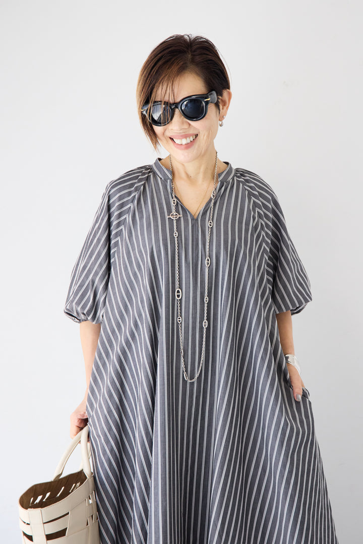 スキッパーストライプワンピース