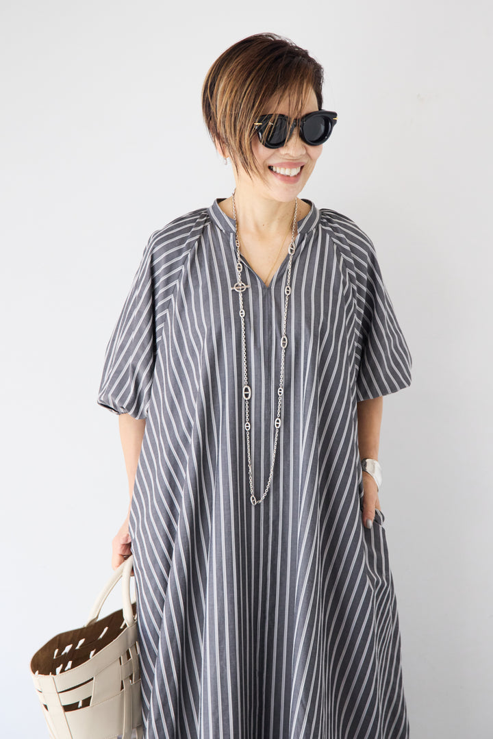 スキッパーストライプワンピース