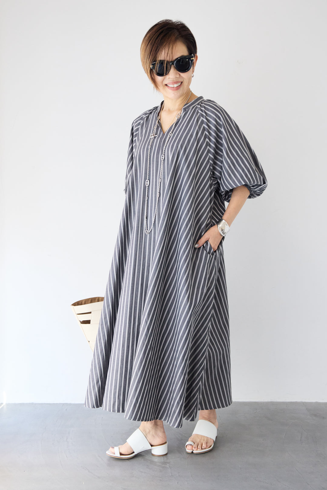 スキッパーストライプワンピース