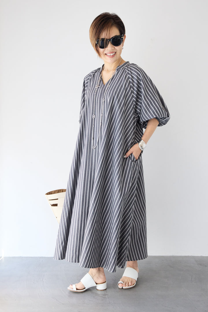 スキッパーストライプワンピース