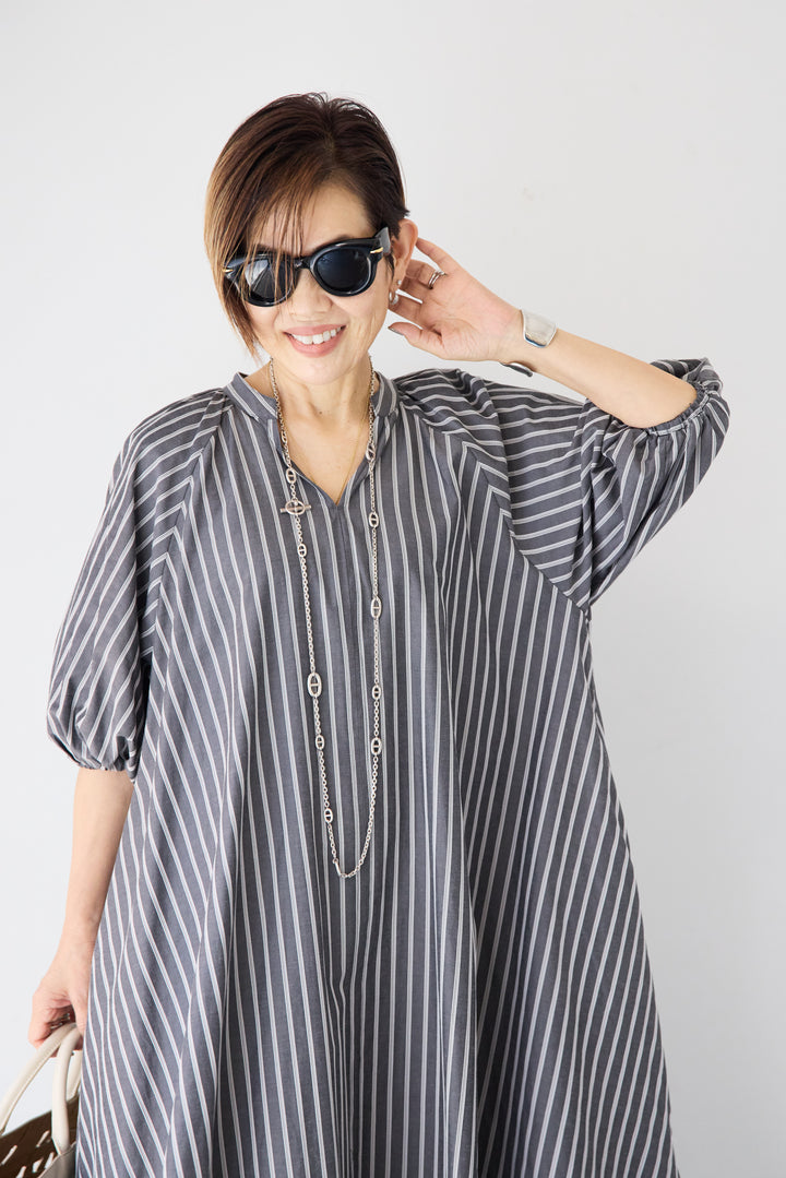 スキッパーストライプワンピース