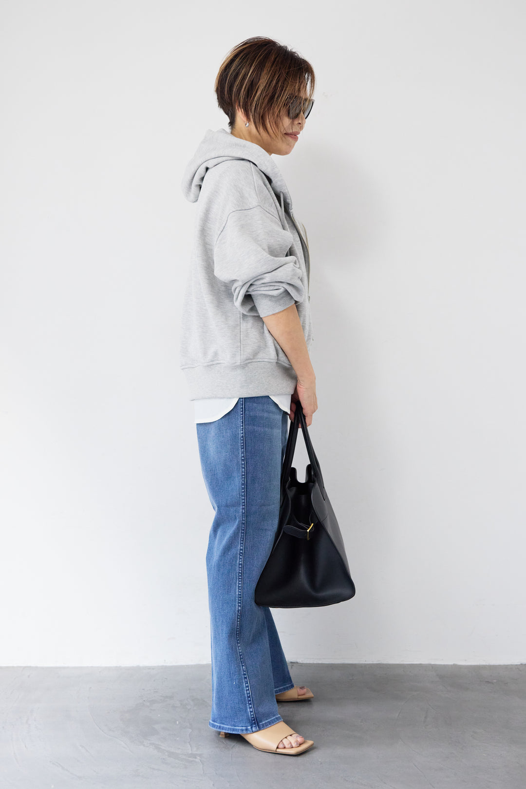 ラメ裏毛ダブルジップパーカー