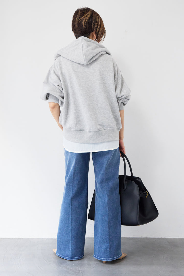 ラメ裏毛ダブルジップパーカー