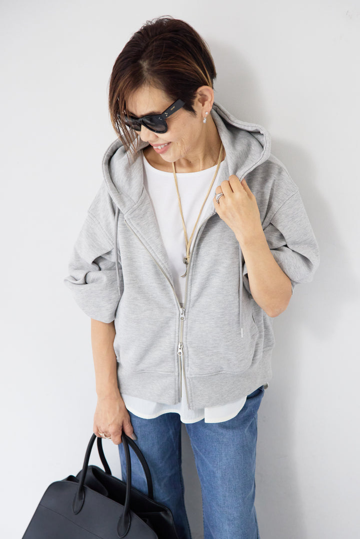 ラメ裏毛ダブルジップパーカー