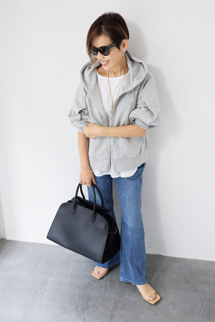 ラメ裏毛ダブルジップパーカー