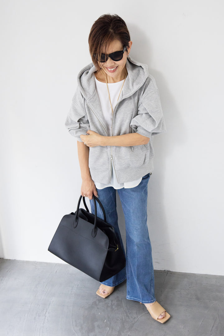 ラメ裏毛ダブルジップパーカー