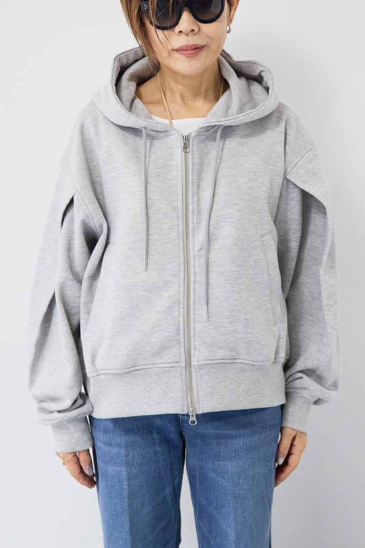 ラメ裏毛ダブルジップパーカー