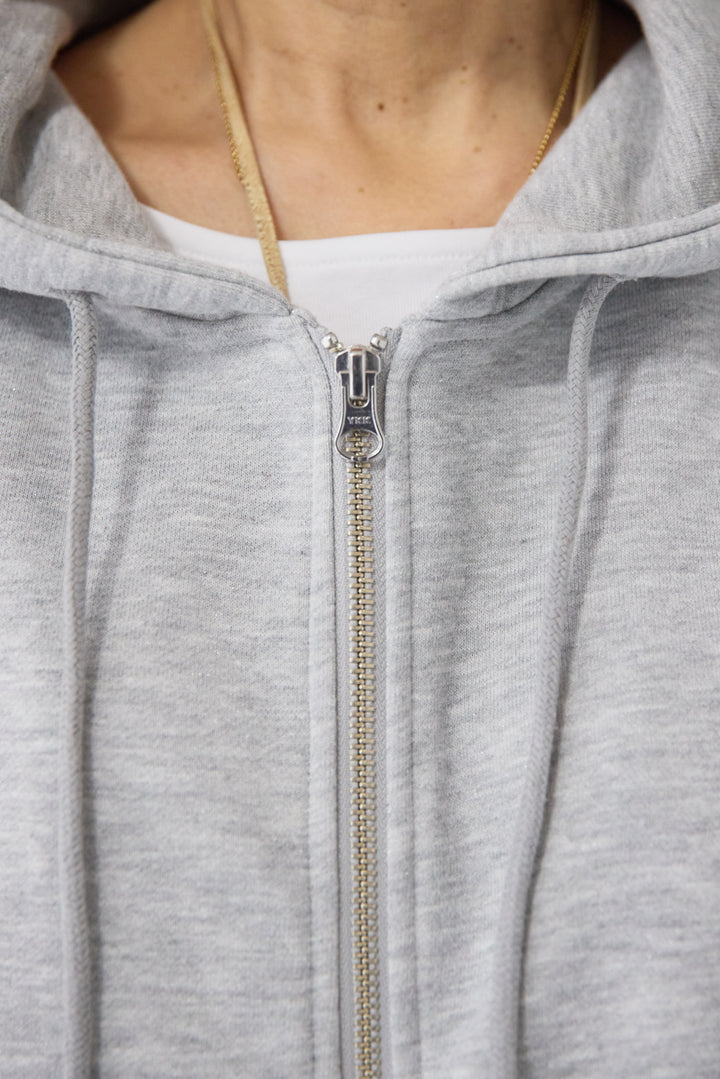 ラメ裏毛ダブルジップパーカー