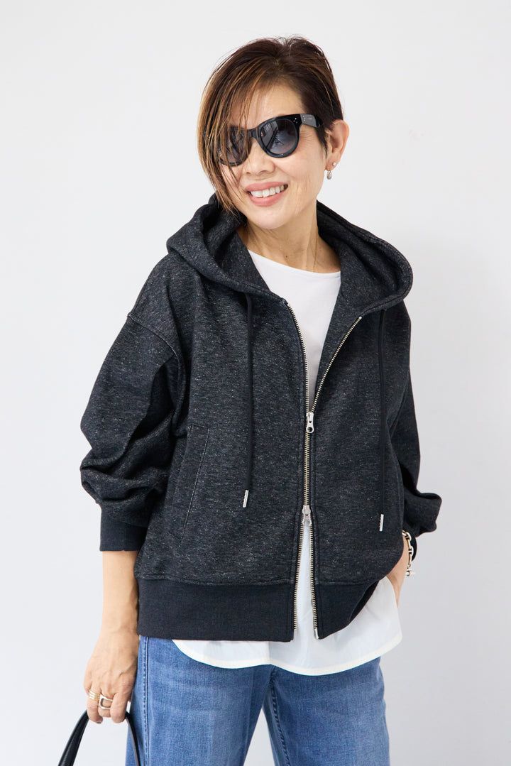 ラメ裏毛ダブルジップパーカー