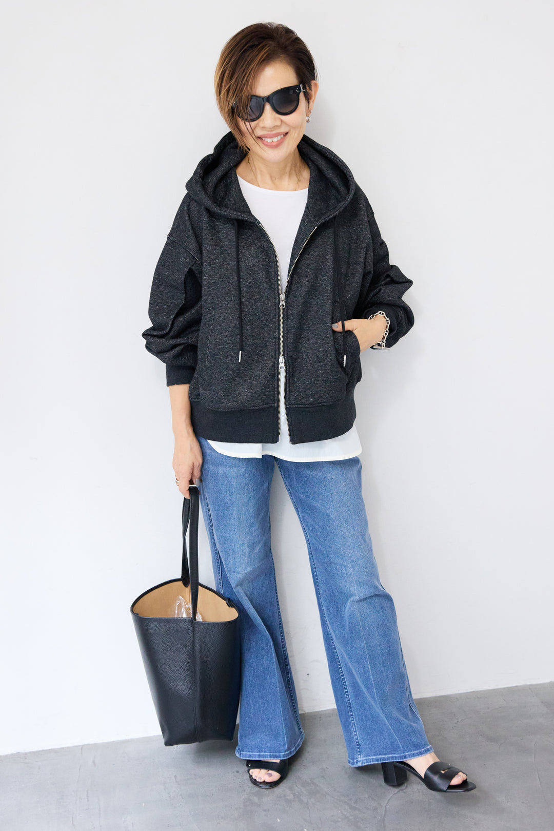 ラメ裏毛ダブルジップパーカー